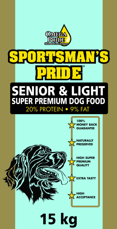 15 kg Sportsman´s Pride Senior & Light (lysblå) - voksenfoder med kylling