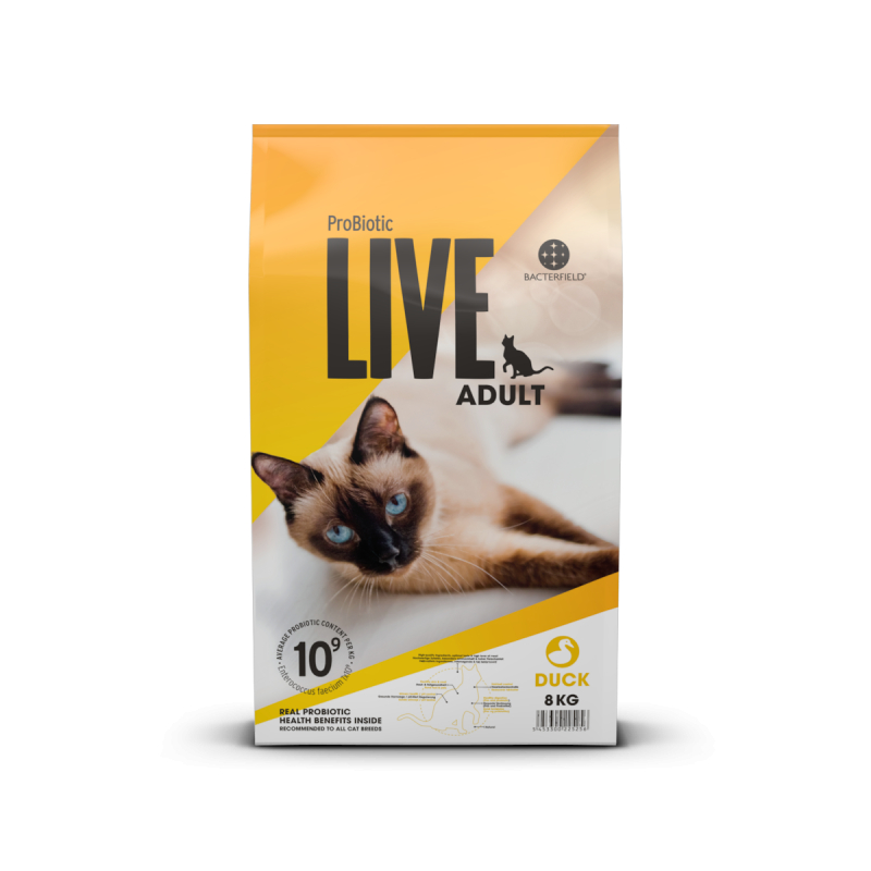 8 kg. ProBiotic LIVE Adult Kat - kattefoder med and