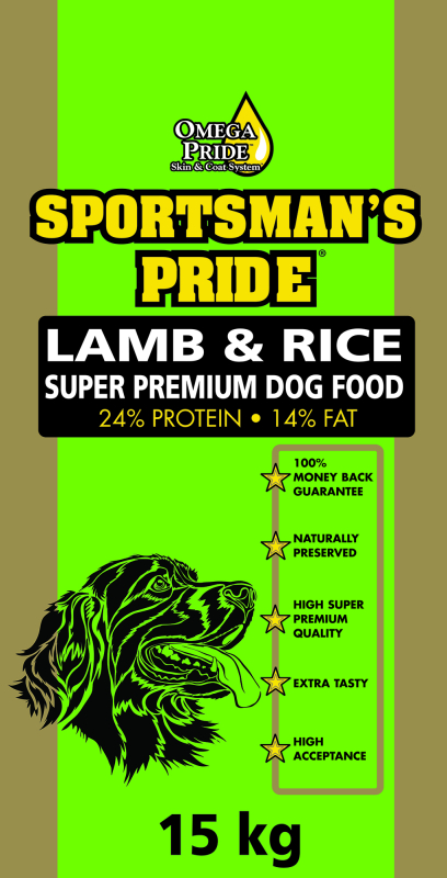 15 kg Sportsman´s Pride Lam & Ris (grøn) - voksenfoder med lam