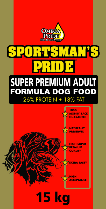 15 kg Sportsman´s Pride Super Premium Adult (rød) - voksenfoder med kylling